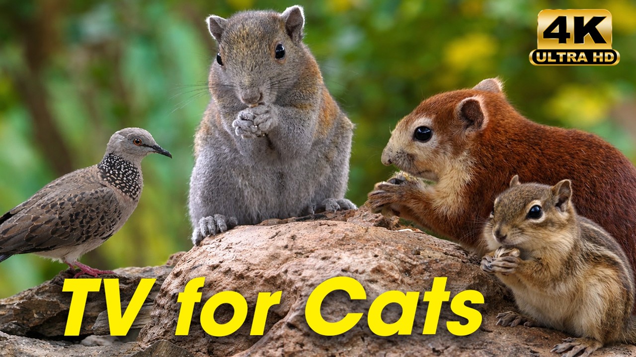 Cat TV for Cats to Watch 😺 Forest Birds and Hungry Squirrels Up Close 🐿 Cat Games 4K HDR