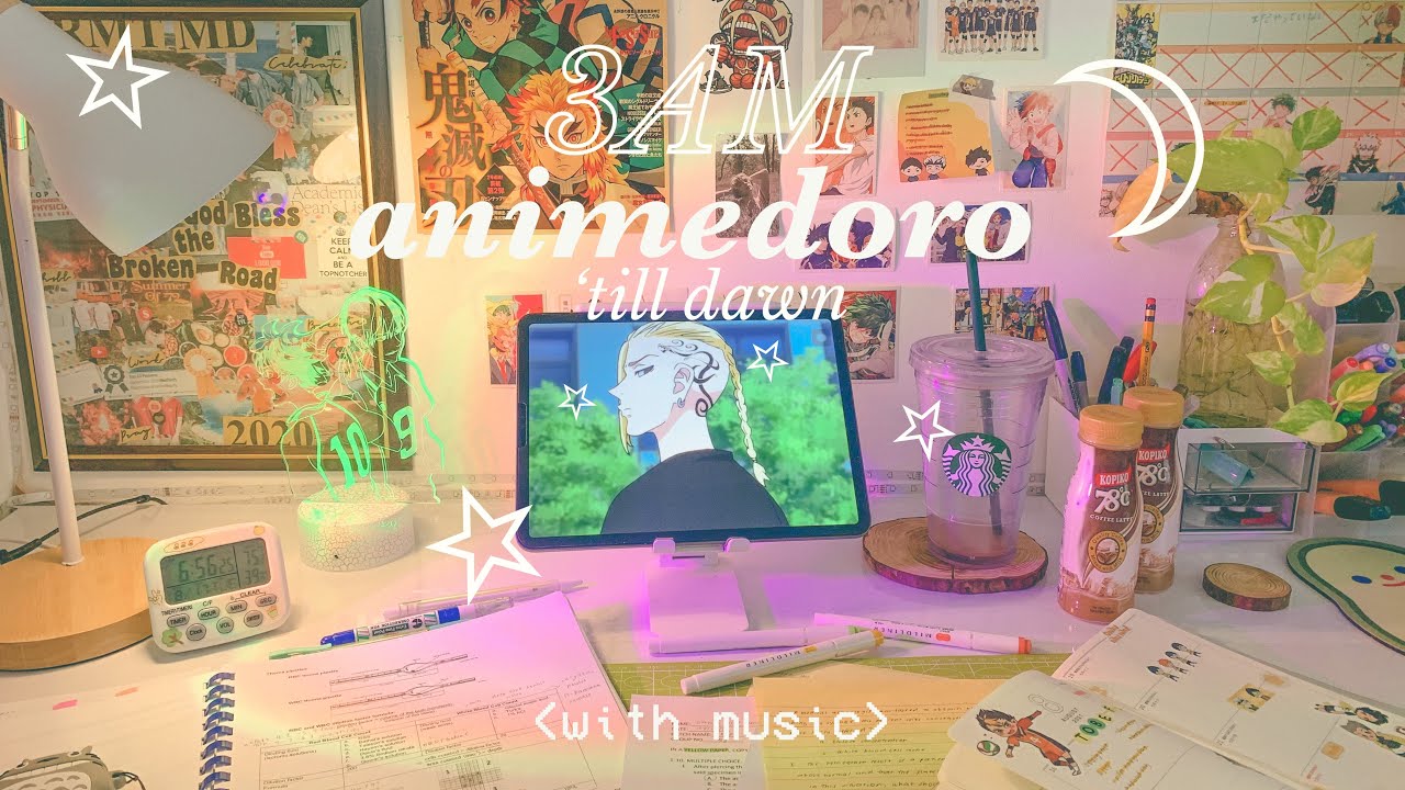 animedoro: real time study with me till dawn (40/20) with music