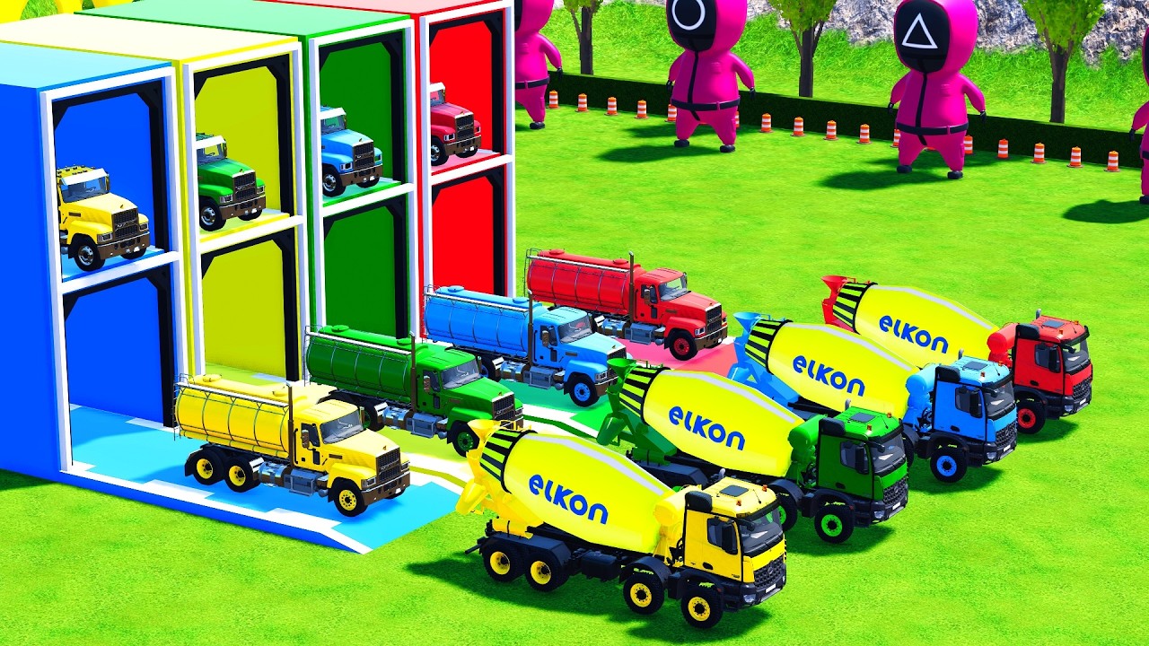 Garage with Colors -ALL MIXER TRUCK WITH FLATBED TRAILER TRUCK, SCANIA, WESTERN STAR, IVECO-FS22#28