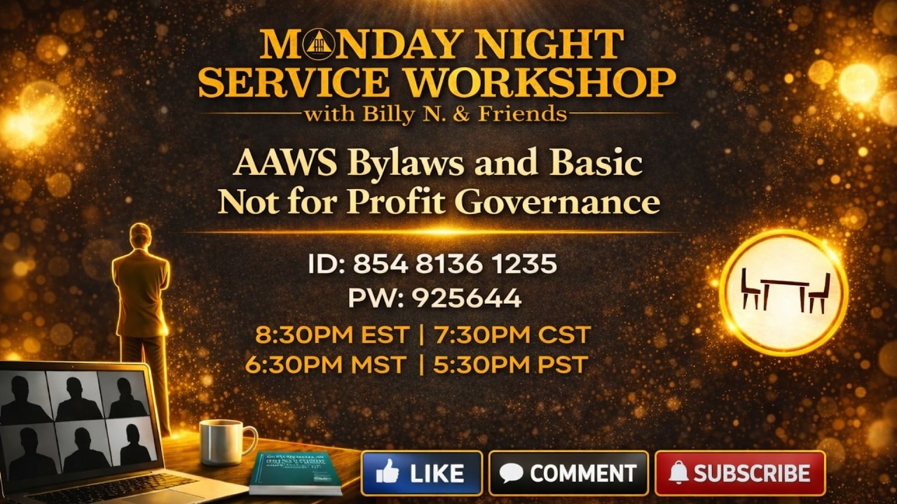 38. Billy N. Service Manual - AAWS Bylaws/Non-Profit Governance - A.A. Service Workshop - 02/02/26