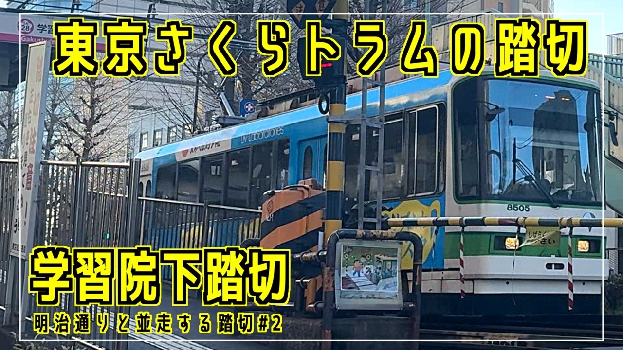 学習院下踏切　明治通りと並走する踏切#2　東京さくらトラムの踏切シリーズ #踏切 #カンカン #Japaneserailroadcrossing