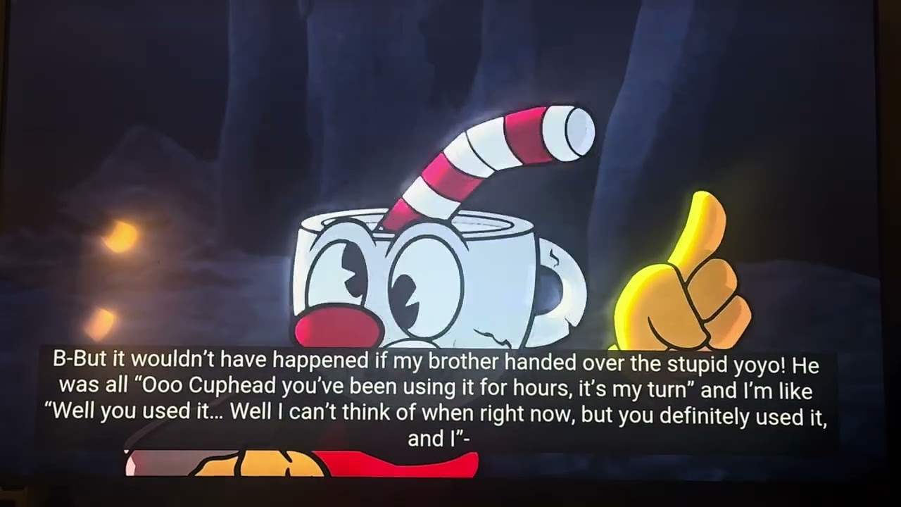 Cuphead said stupid yo-yo is mugman ￼ so yo-yo forever? It’s my turn. Running by. @moro_production ￼