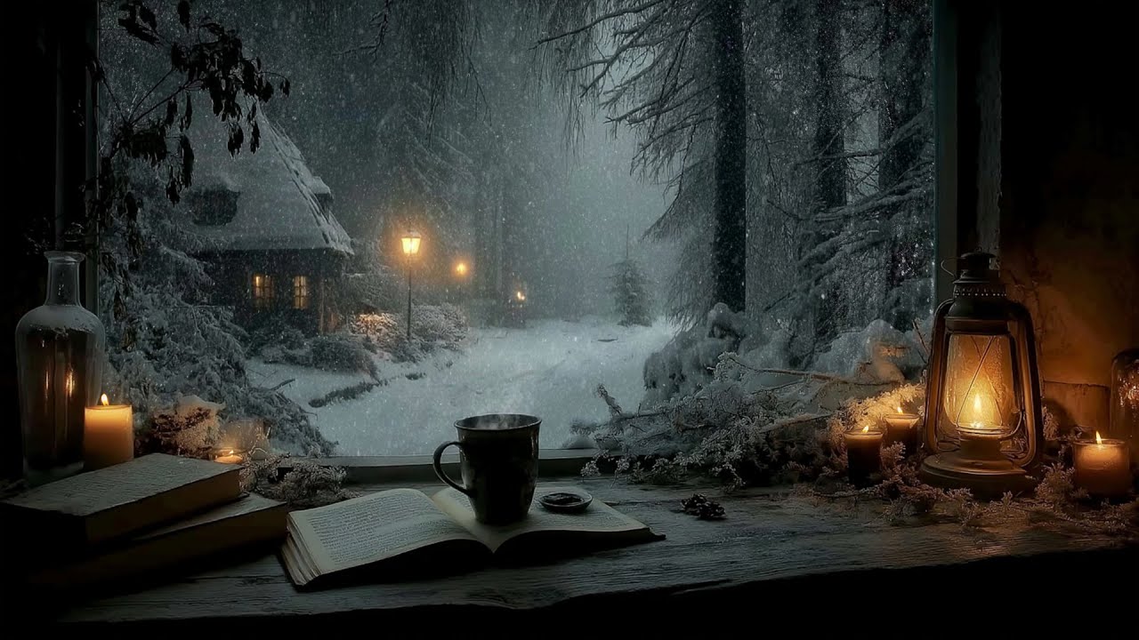 🕯 “The Cottage of Falling Quiet — A Lantern-Lit Winter Path” | Dark Academia Ambience
