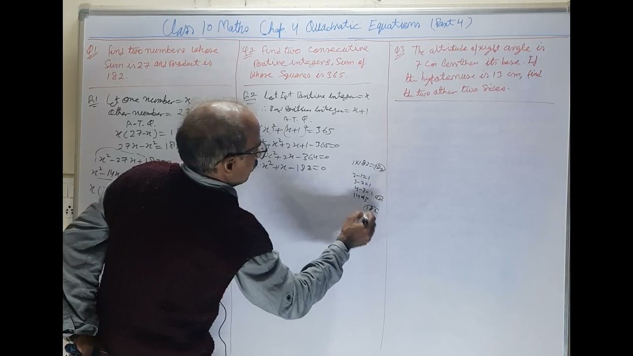 Class 10 Maths Chapter 4 Quadratic Equations ( Part 4 ) NCERT 