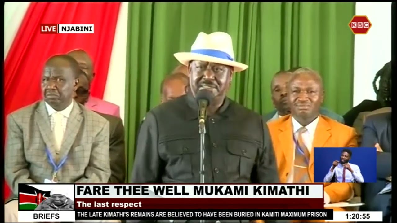Raila Odinga's Full Speech During the Funeral of Mukami Kimathi in Nyandarua County