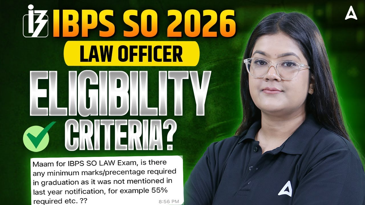IBPS SO Law Officer Eligibility Criteria 2026 | Minimum Percentage Required in LLB? By Diksha Ma'am