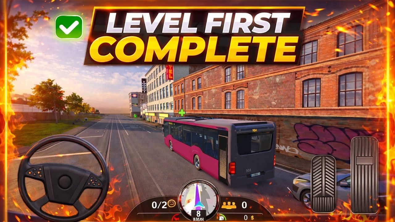 Bus Simulator level first complete👌💯 Aaj to bus Driver ban gya 😂😂 #bussimulator 