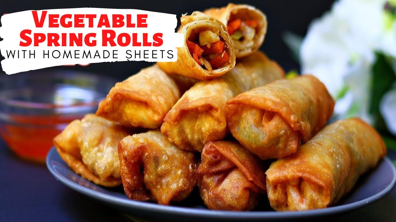 VEG SPRING ROLLS WITH HOMEMADE SHEETS - वेज स्प्रिंग रोल्स [ASMR Recipe Video]