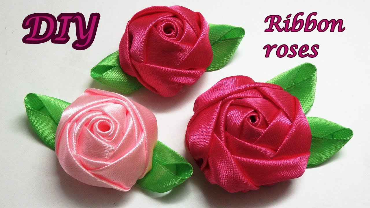 Diy ribbon roses, how to make satin ribbon roses,kanzashi roses tutorial