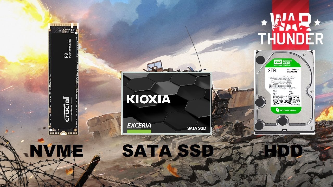 War Thunder | NVME Vs Sata SSD Vs HDD | Boot Time & FPS Comparison