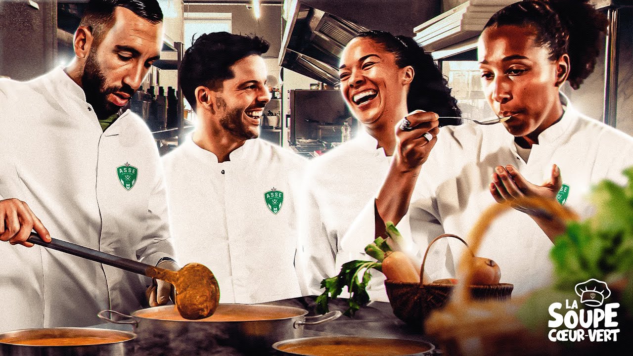 🧑&zwj;🍳 Joueurs et joueuses de l'ASSE se d&eacute;fient avec Michel Troisgros pour la soupe C&oelig;ur-Vert !