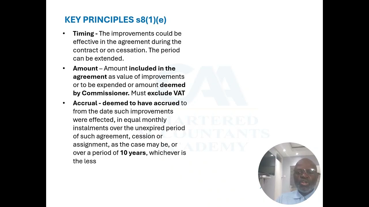 Tax lecture   Specific Inclusion   Lease Improvements s81e