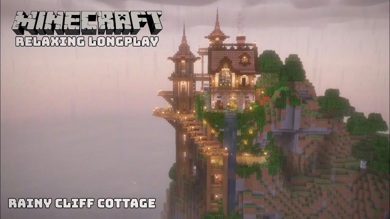 Minecraft Relaxing Longplay – Cozy Cottage Atop a Cliff (No Commentary)