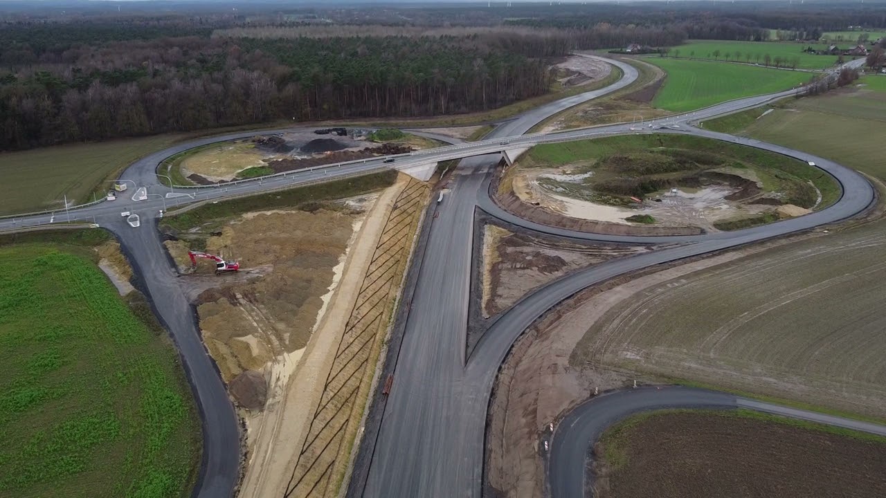 Die Baustelle der B67 und B474 bei Dülmen und Merfeld am 05.12.2021