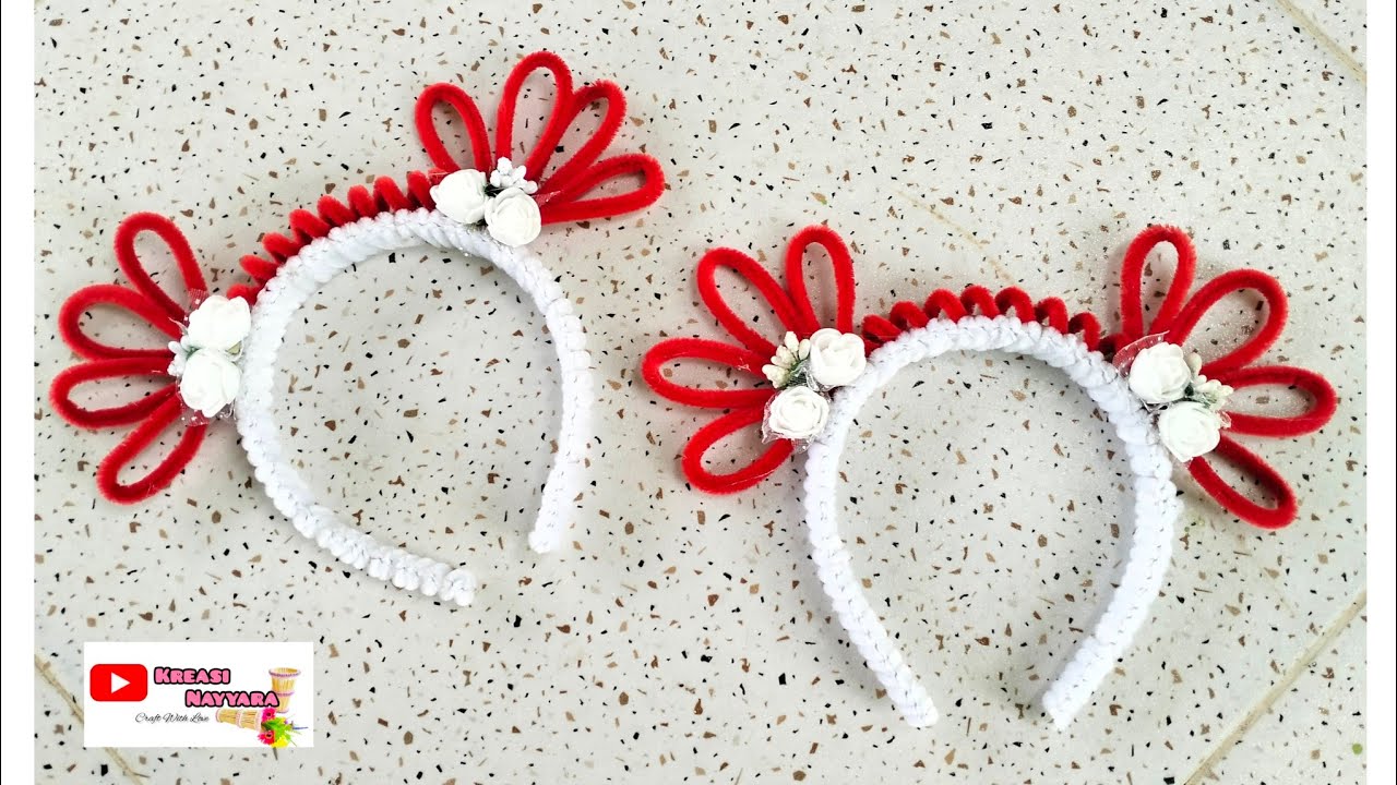Bando Merah Putih Dari Kawat Bulu Model Terbaru || How To Make Pipe Cleaner Hairband