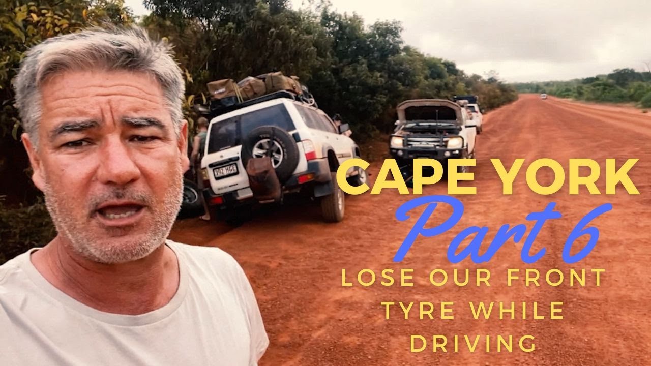 We lose our front wheel driving along the Bamaga road on our way to the tip of Cape York
