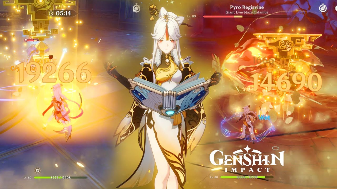 Genshin Impact - Ningguang 160% Crit DMG Pyro Regisvine Lv 83 vs Domain 90 Damage Test