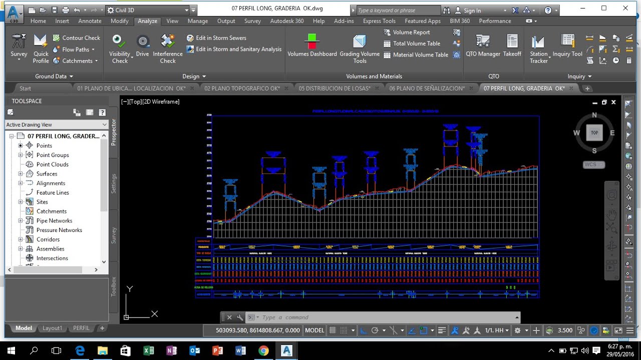 TABLA DE CORTE Y RELLENO - CIVIL 3D