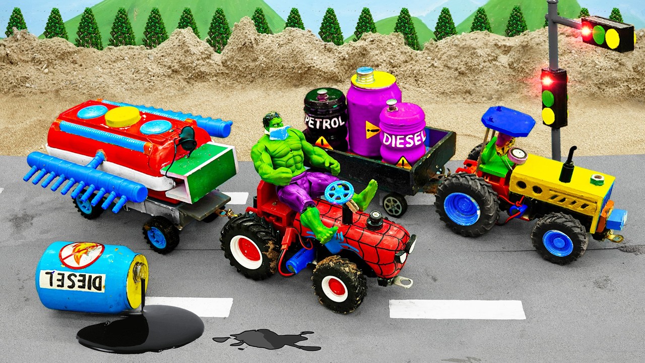 DIY Mini Tractor | Horrific Accident After an Oil Barrel Spilled onto the Road | Science Project