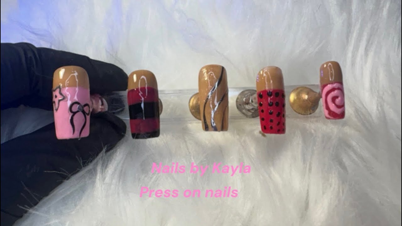 🩷cute pink press on nail tutorial🩷￼
