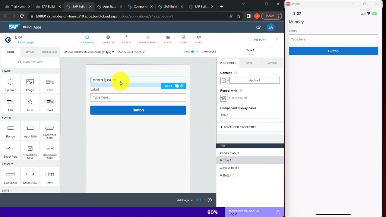 SAP Build Apps - Assigning values to a component using variables