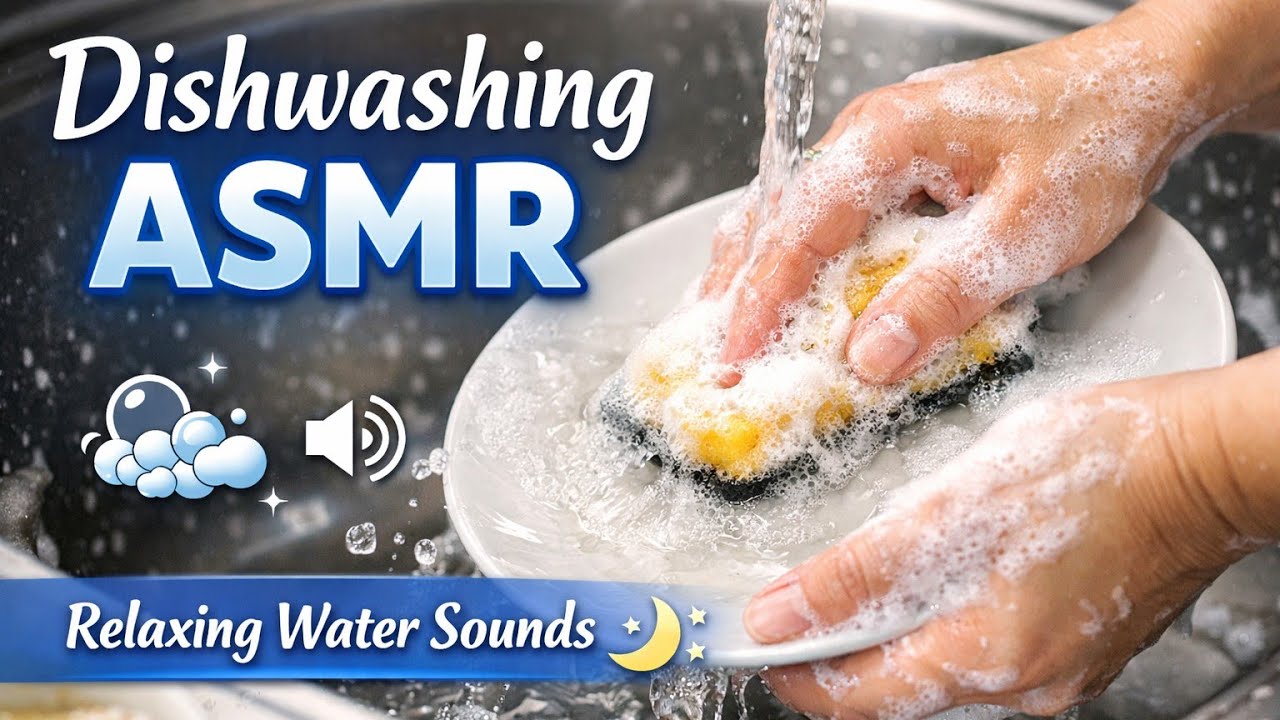 Dishwashing ASMR 🫧 Relaxing Water Sounds for Sleep, Study & Stress Relief (No Talking)