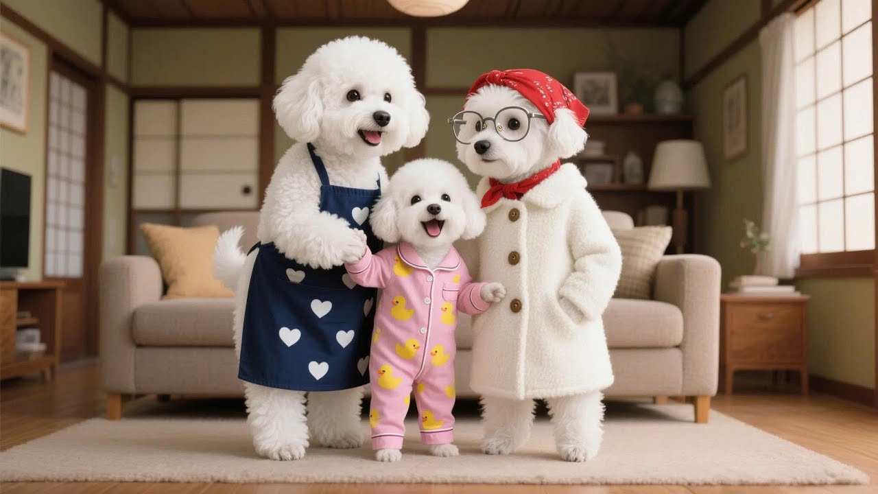 Mom Dog and Baby Puppy Turn Sheep Wool Into a Loving Surprise for Grandma Dog 🐑💞🐾