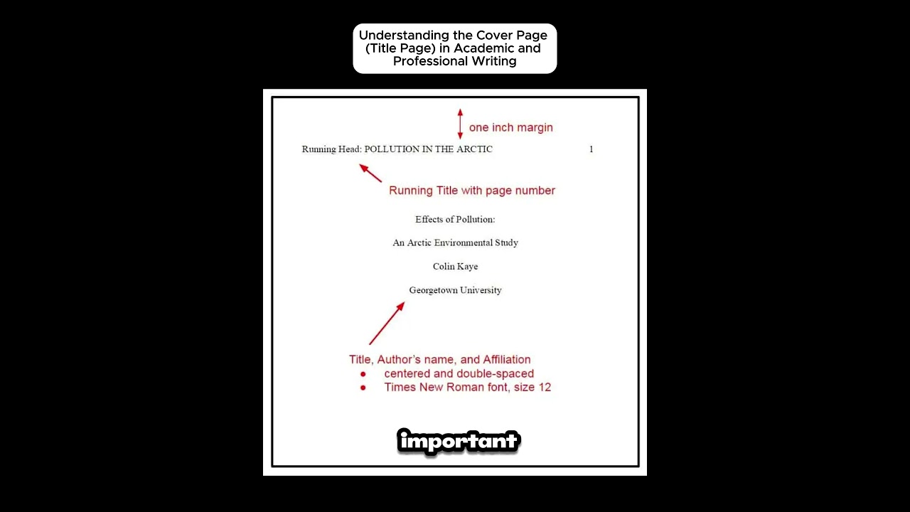 Understanding the Cover Page (Title Page) in Academic and Professional Writing