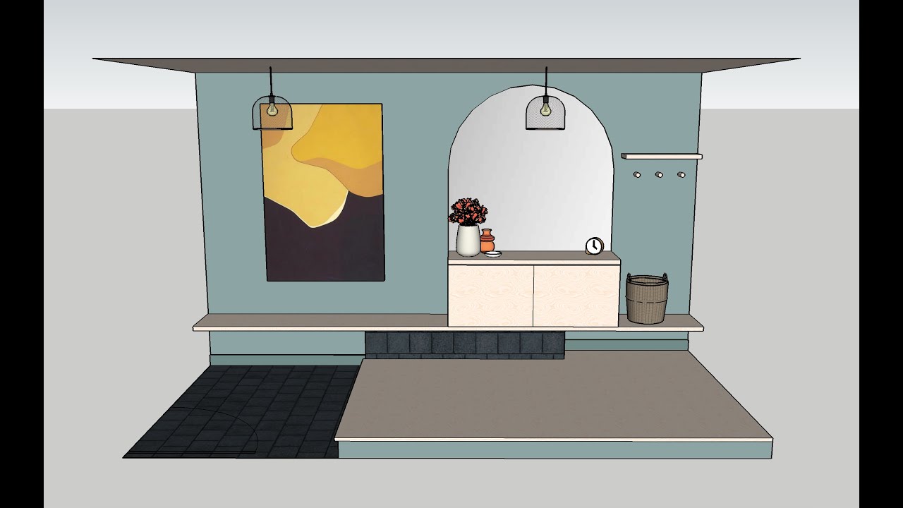 Sketchup Fun - Japandi Genkan Entryway
