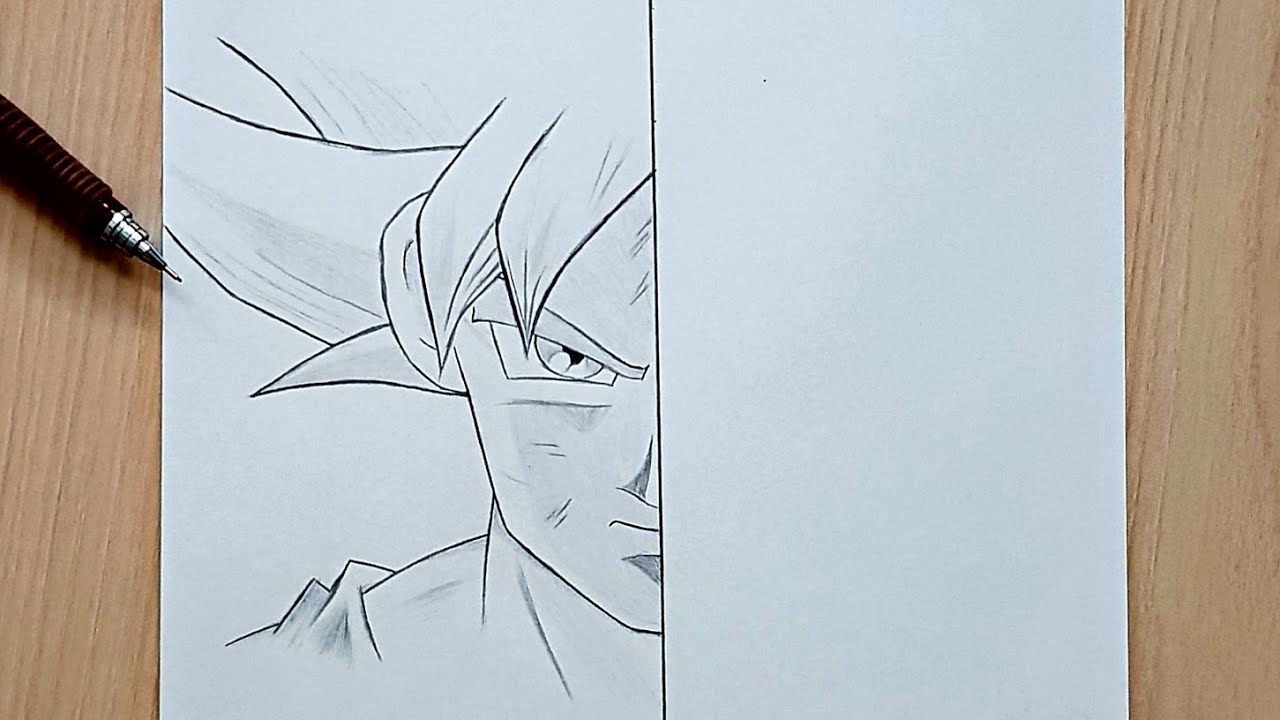 How to draw Goku ultra instinct | Goku step by step easy | goku half face