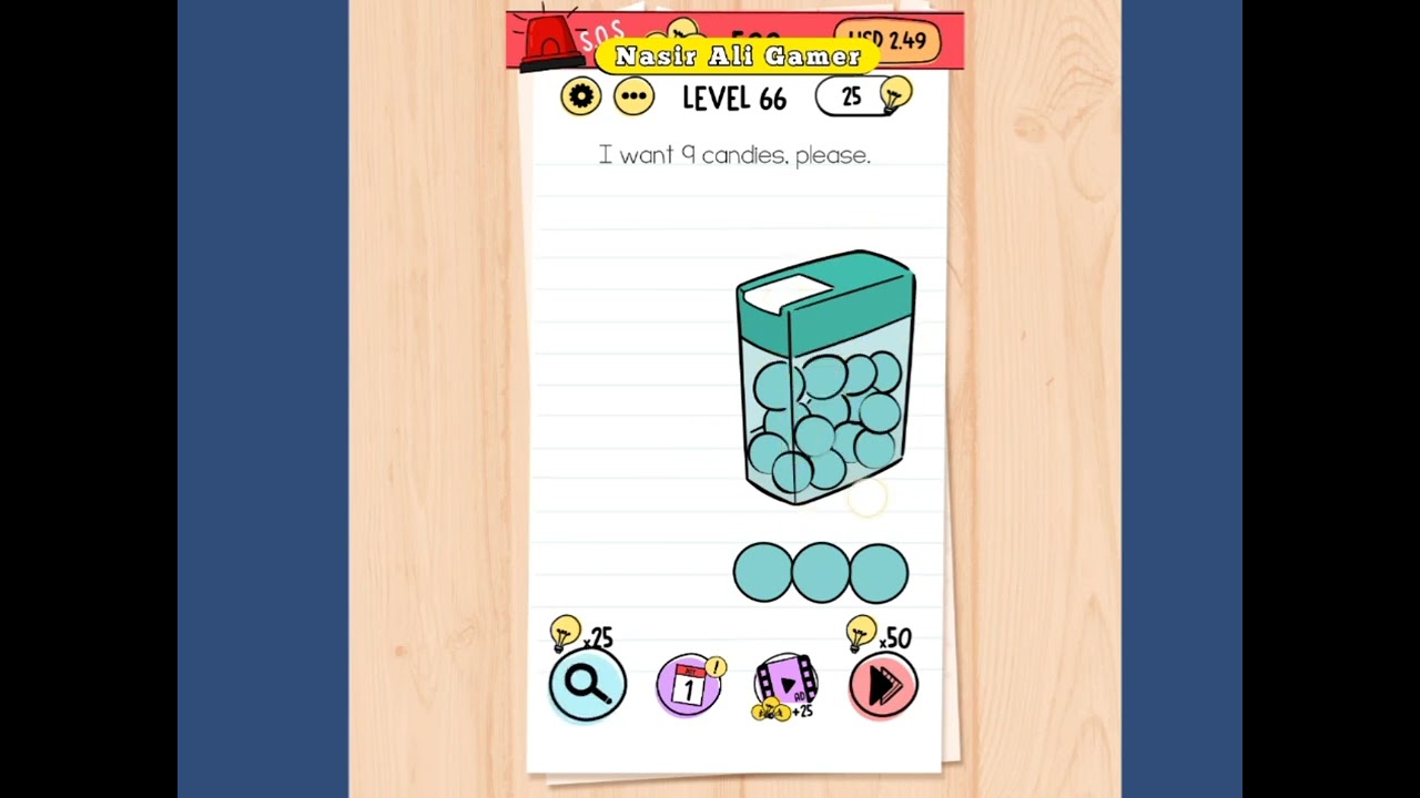 Brain Test Level 66 I want 9 candies Please Walkthrough