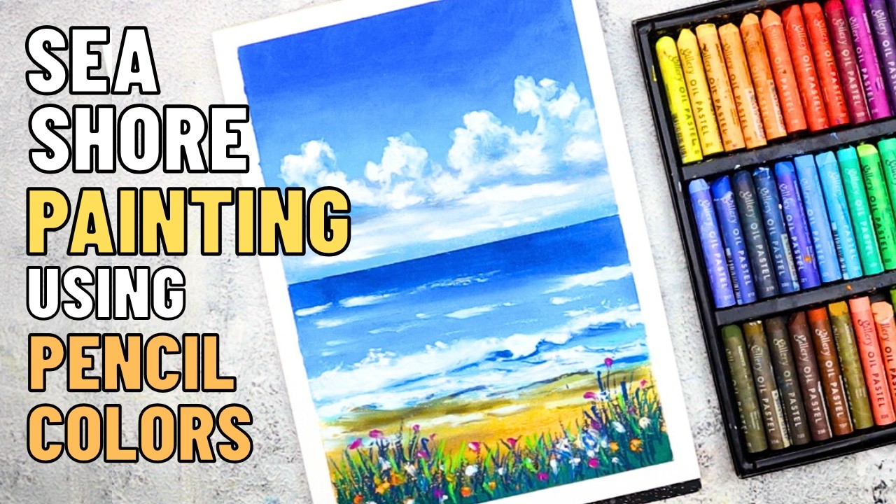 Oil Pastel Techniques - Sea Shore Painting - Ashutosh Art Studio