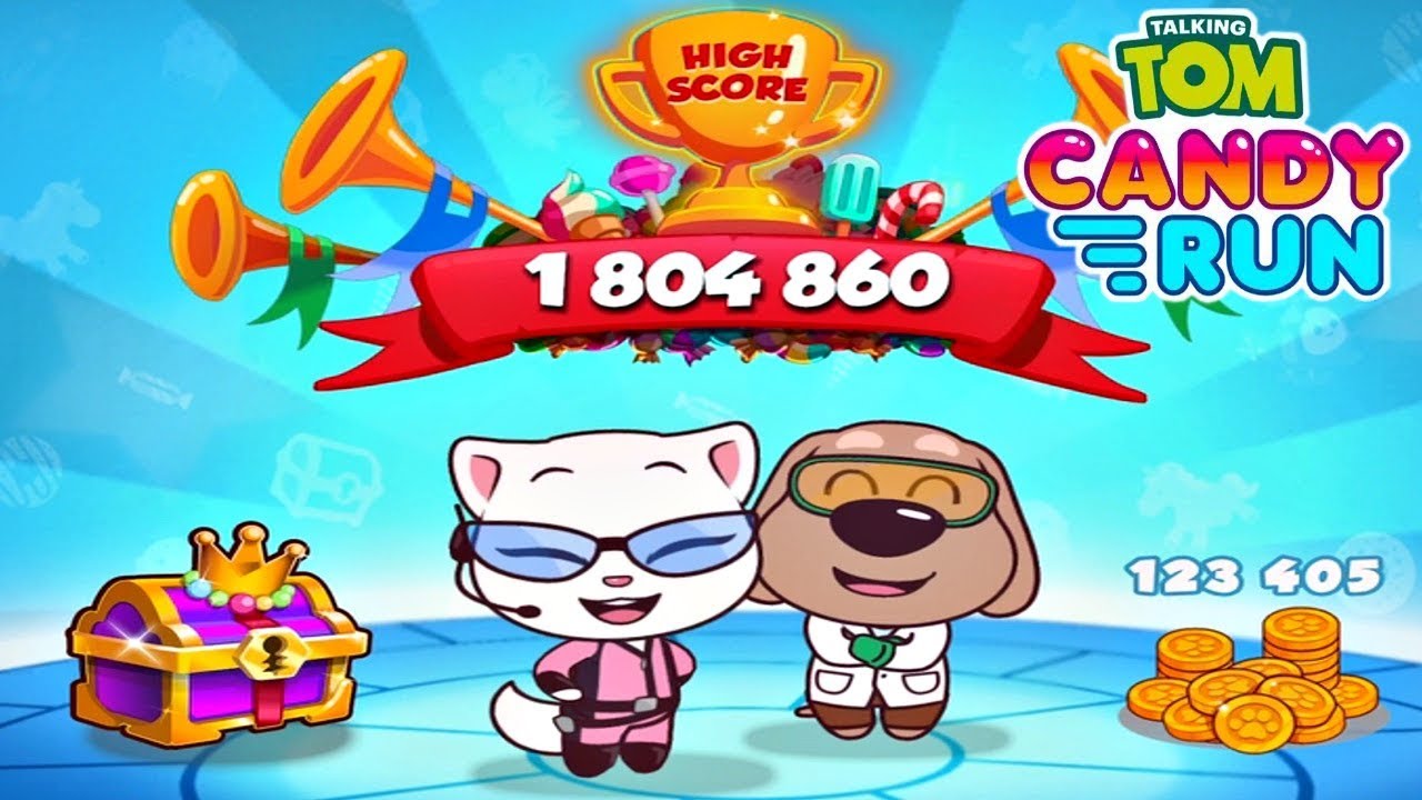 Talking Tom Candy Run Agent Angela & Brainiac Ben Characters Unlocked - 1.8 million score