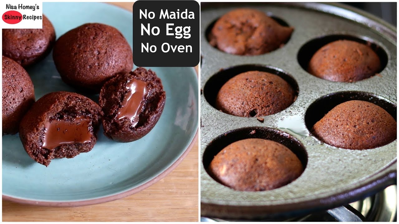 Mini Choco Lava Cake - Eggless, Without Oven, Without Maida & Milk  | Skinny Recipes