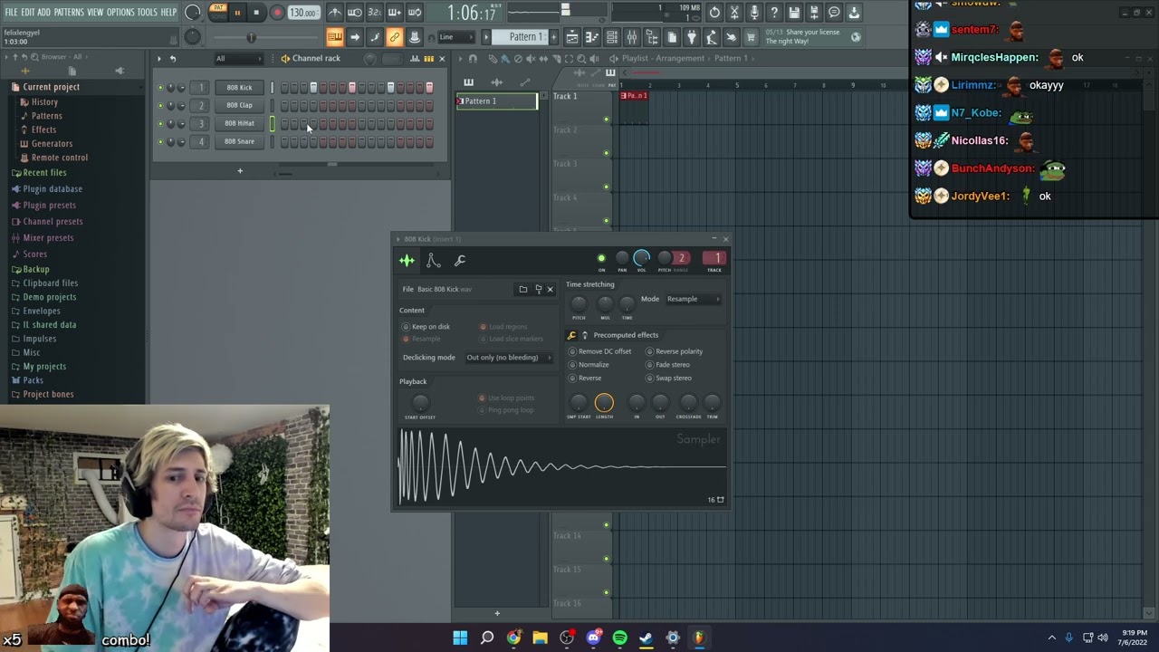 xQc mixing beats in FL Studio with Poke | July 6, 2022
