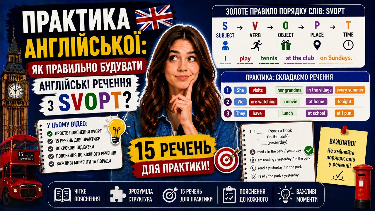 ПРАКТИКА АНГЛІЙСЬКОЇ: Як Правильно Будувати Англійські Речення з SVOPT?