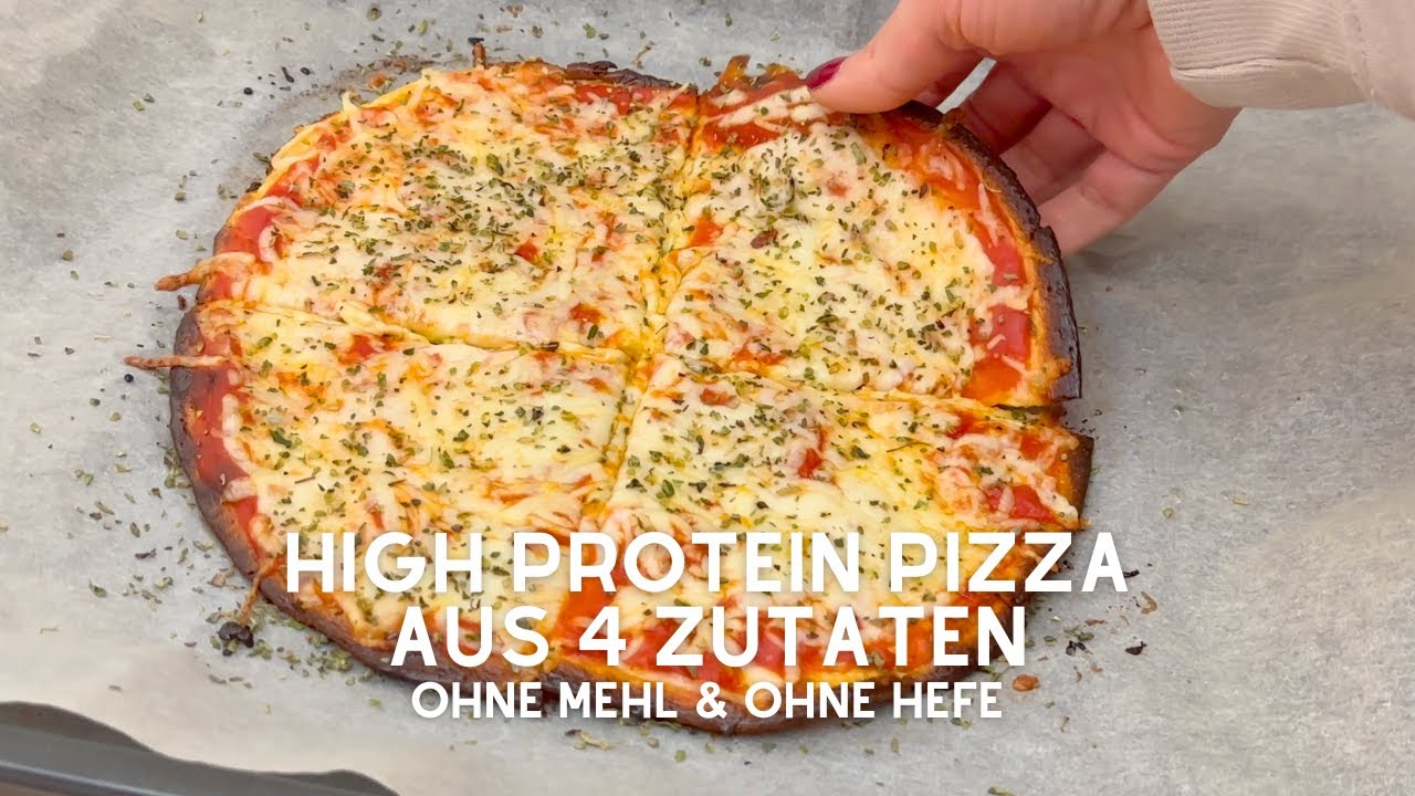 Nur 4 Zutaten: High Protein Pizza Rezept - OHNE Mehl und OHNE Hefe - Keto Pizza Rezept - glutenfrei