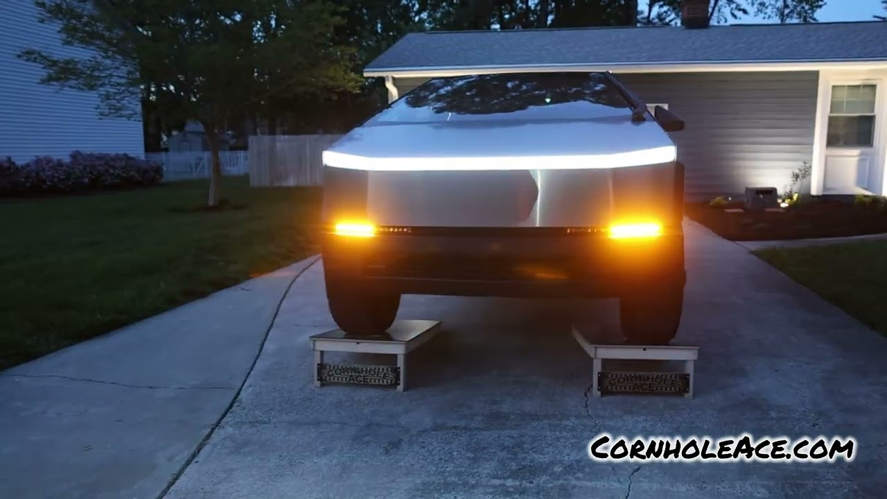 Tesla Cybertruck vs. Cornhole Board?! | EPIC Light Show on Indestructible ACE Elite Boards