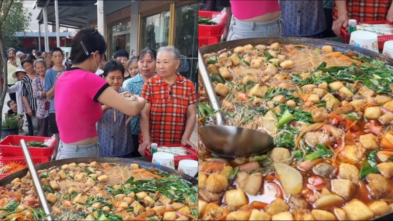 The kind and beautiful sister cooks free meals for the old people on the street