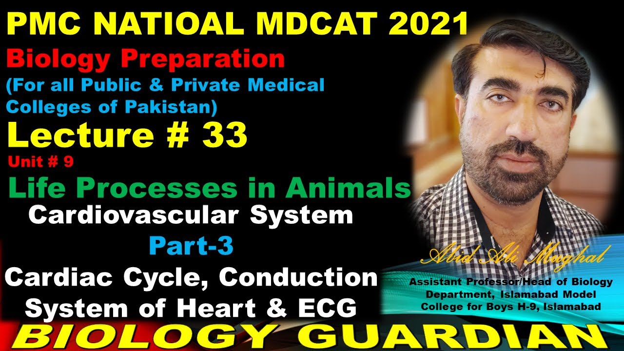 Lecture 33 Biology PMC National MDCAT 2021 | Cardiovascular System (Part-3) | Cardiac Cycle, ECG