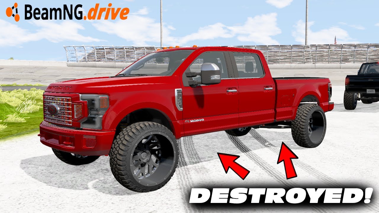 BeamNG.drive MP - DESTROYING 2021 FORD F350 IN DEMOLITION RACE! (ENDS BAD)