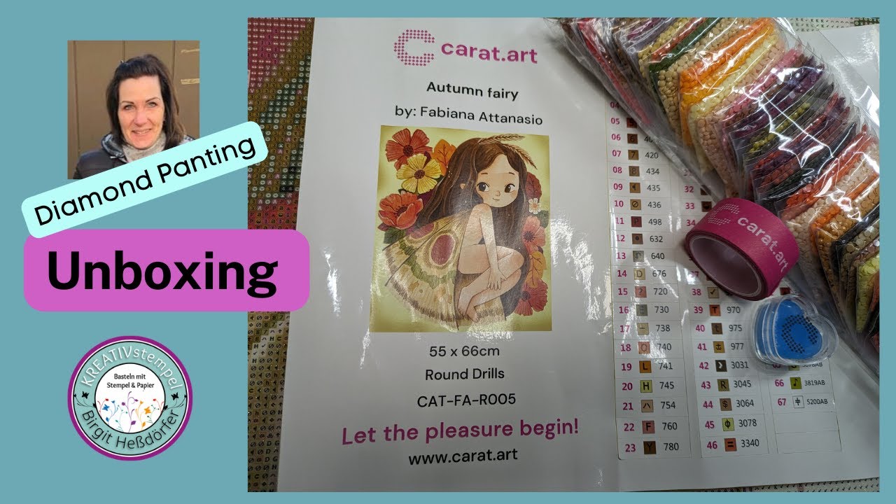 Diamond Painting Unboxing / Produkte von Carat.art Künstlerbild Fabiana Attanasio