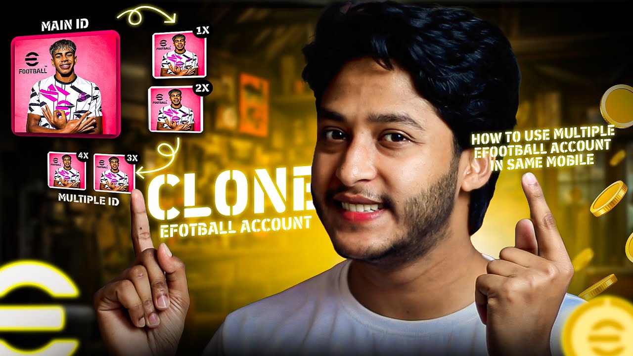 How to use multiple konami account in same phone🔥clone efootball 2025 mobile🔥unlimited Clone🔥Earning