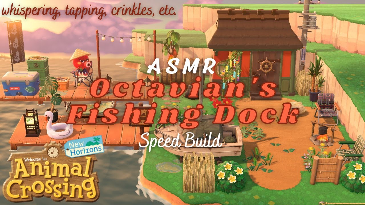 ASMR gaming |🐙🎣 Cozy Beachside Home - Speed Build + Various Triggers | Animal Crossing: New Horizons