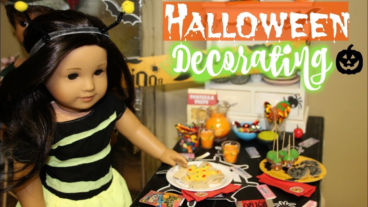 DECORATING MY DOLLHOUSE VLOG | American Girl Halloween Decor