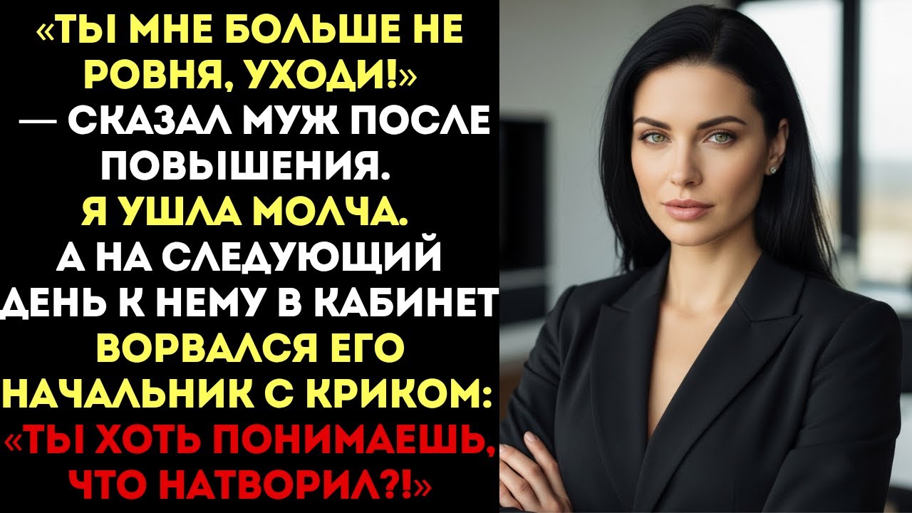 «Ты мне больше не ровня, уходи!» — сказал муж. Я ушла. Но на следующий день его начальник...