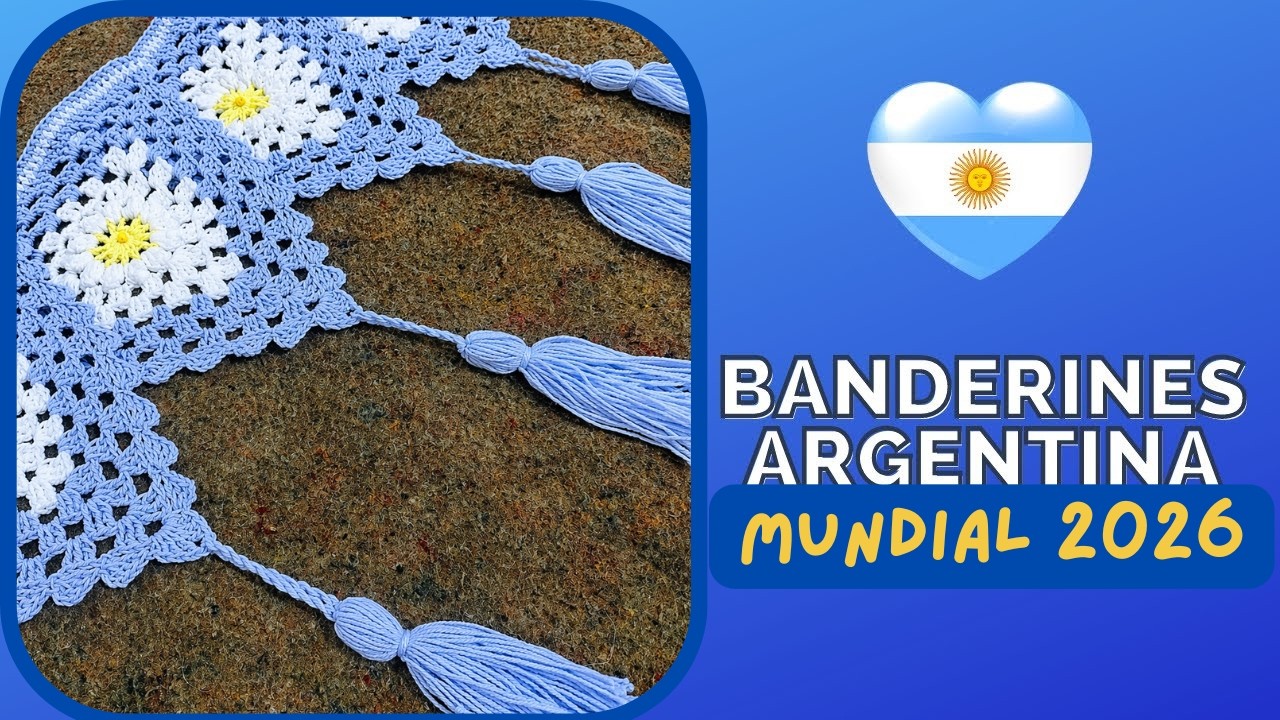 Aprende a tejer un fácil BANDERIN a #crochet para el MUNDIAL - Tutorial paso a paso - Moda a Crochet