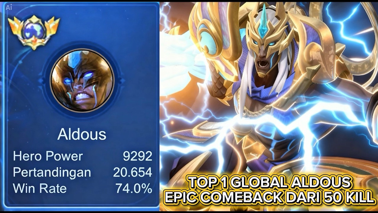 Raja aldous top 1 global epic comeback dari 50 kill musuh solo rank