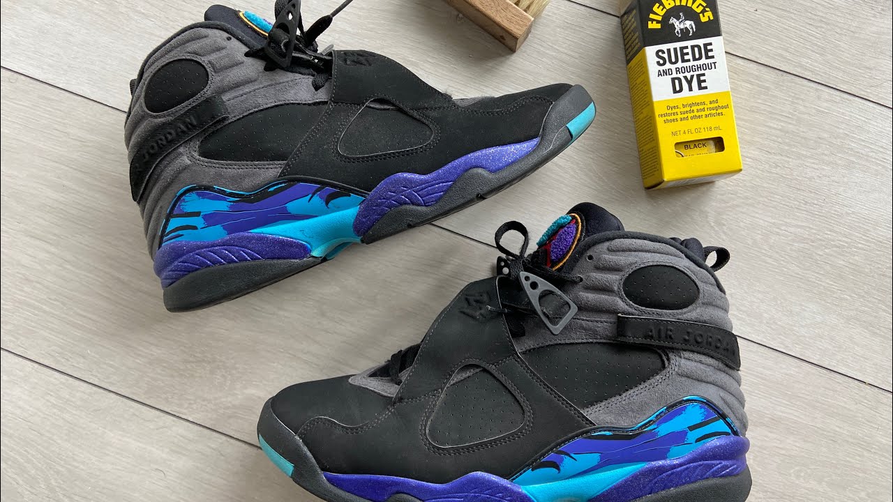 Как покрасить замшу-нубук Jordan (они мне достались БЕСПЛАТНО) Jordan 8 Aqua (2015)