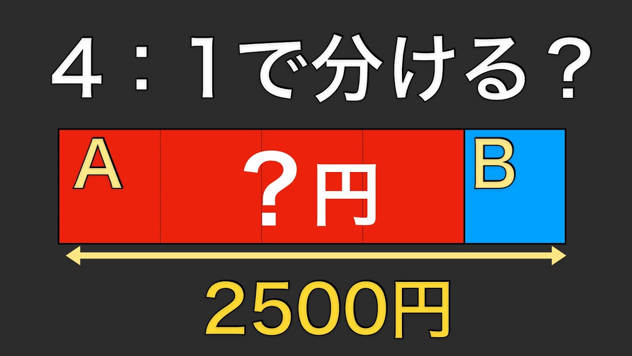 【毎日3分】2500円を4:1で分けるといくら？比の基本